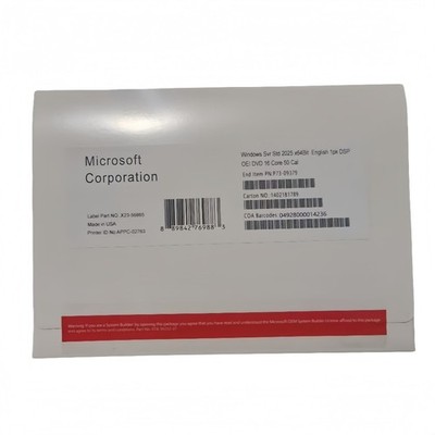 Microsoft Windows Server 2025 Standard x64 bit 16 Core 50 CAL DVD + Key sealed