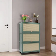 Shoe Storage Cabinet Bamboo Shoe Floor Storage Organizer Rack Shoes Organizer US