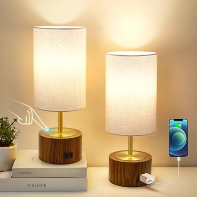 Touch Lamps for Nightstand Small Bedside Lamps Set of with Ac