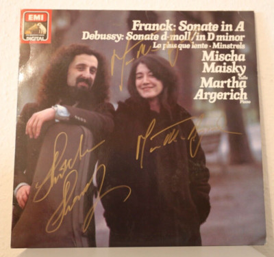 ORIGINAL Autographs. Martha Agerich & Mischa Maisky. ON VINYL 12''. SONATA IN A
