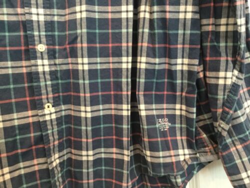 IZOD Saltwater Men Dress Shirt Size 2XL Blue White Plaids Button Down Collar 122 - Picture 5 of 7