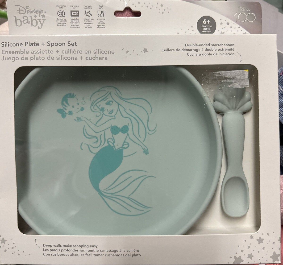 NEW Disney Baby 2pc Silicone Plate Spoon Set- Ariel Little
