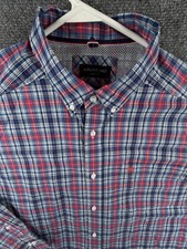 Ariat Pro Series Red Blue Plaid Long Sleeve Button Up Shirt Men Outdoors XL