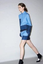 Celine C LINE Paris Phoebe Philo Pre Fall 2011 Patchwork Denim Shirt Dress 40 FR