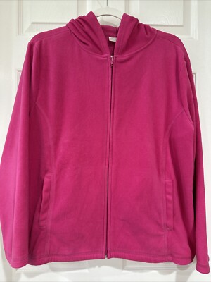 PBX Basics Women's XL Long Sleeve Zip Up Hooded Sweatshirt Fleece Pink EUC