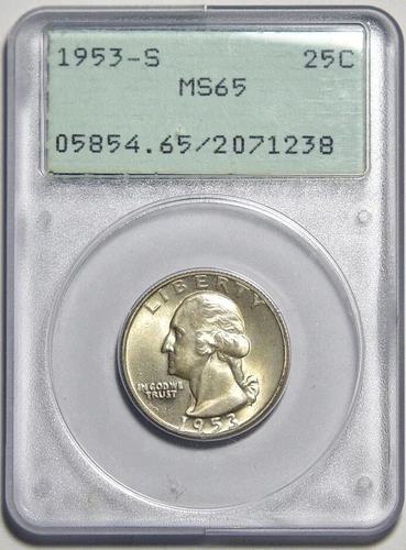 1953-S Washington Silver Quarter 25C | PCGS Rattler MS65