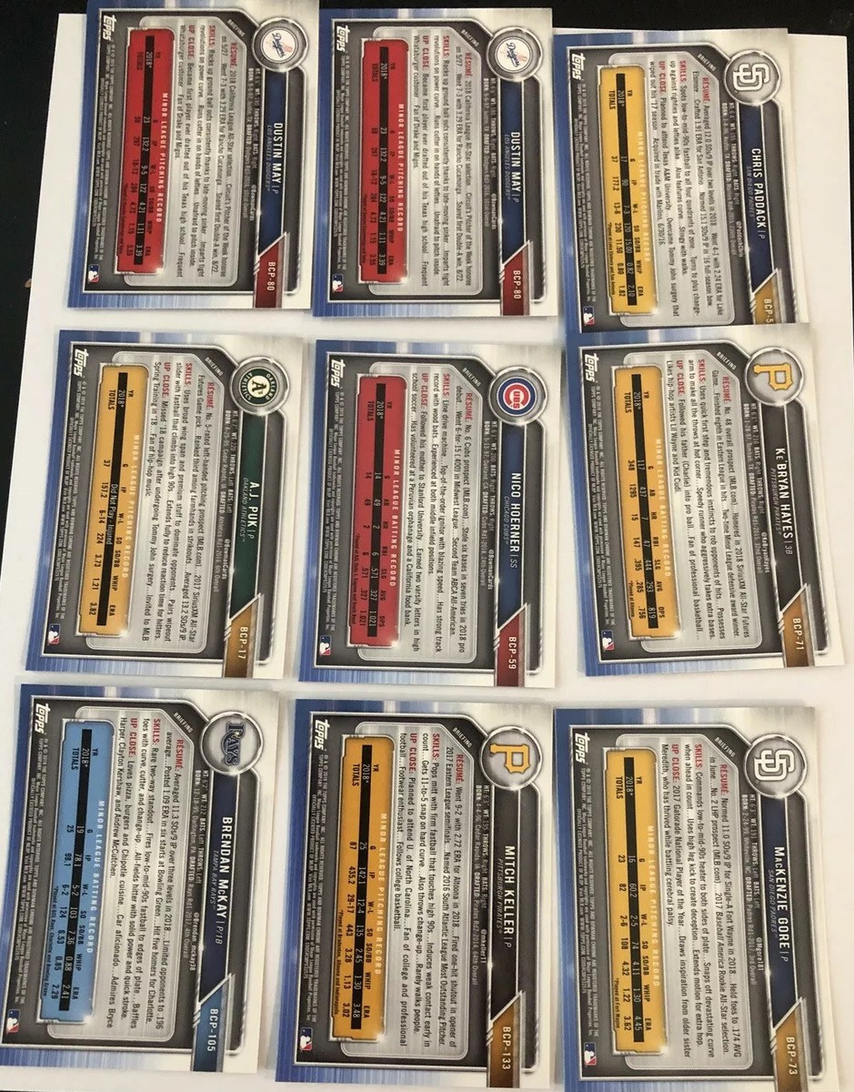 2019 Bowman Chrome Lot (9)- Includes May, Hayes, Gore, Puk🔥 | eBay