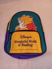 vintage winnie the pooh vinyl backpack book bag colorblock disney piglet 12"