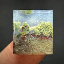 Tiny Scenic Moss Agate Cabochon 16x15x4.5mm High Quality 13 ct