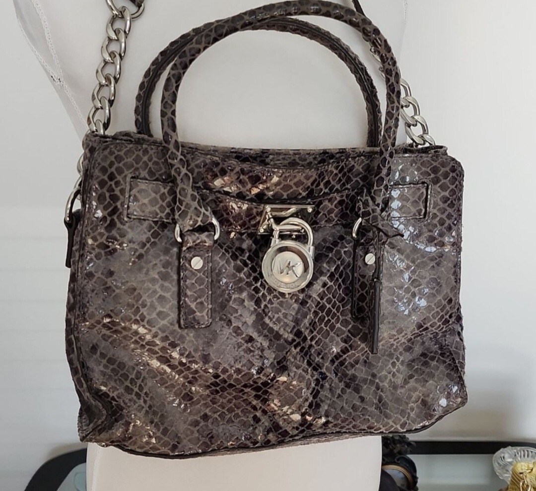 MICHAEL KORS Hamilton Dark Grey Python Snakeskin … - image 16
