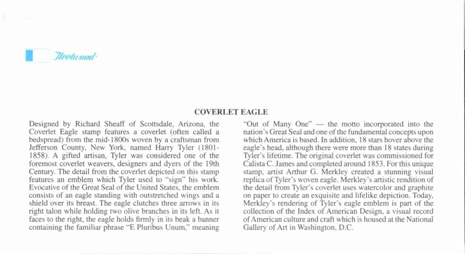 FLEETWOOD - COVERLET EAGLE JUL 12 2002 OAK BROOK IL FIRST DAY COVER (FDC) BX8 - Image 2 of 2