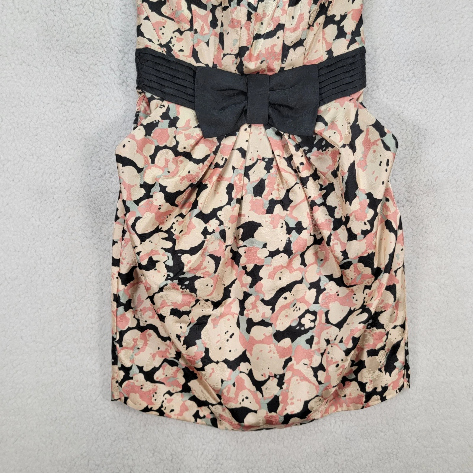 VALENTINO Mini abito donna Y2K rosa Sweetheart senza spalline fiocco pieghe tasche taglia 4