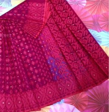 Jamdani motive half silk saree