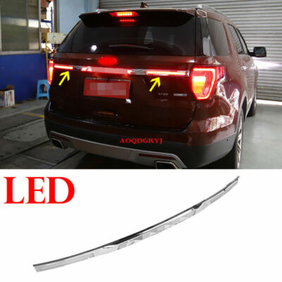 For Ford Explorer 2016-2019 Chrome LED Rear Trunk Tailgate Trim Tail Light Strip