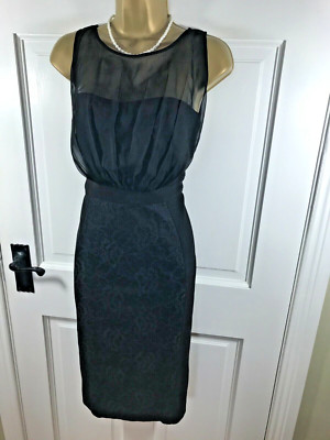 Alexon Black Floral Lace Lined Shift Style Dress, UK 12, New With Tag