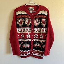Heirloom Collectibles Cardigan Sweater Heart Valentines Day Red - Womens Size S