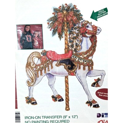 Colorlooks Carousel Horse Iron-On Transfer Glitter Craft Full-Color Vintage 1995
