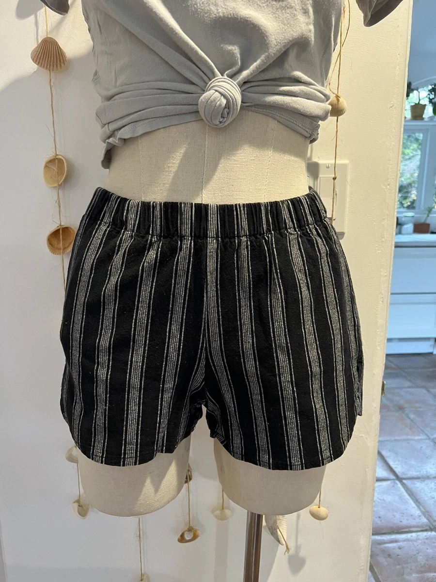 Brandy Melville Black & White Striped Shorts, labeled Size M but