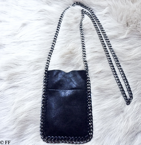 Crossbody Bag Phone Pouch Purse Chain Trim Shaggy Faux Leather