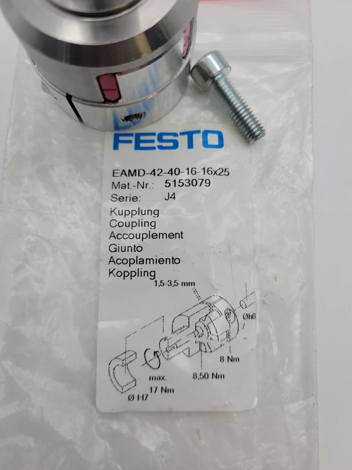 Acoplamiento Festo EAMD-42-40-16-16x25 5153079 Velocidad de rotación Serie J4 6000 RPM Foto 2 de 4