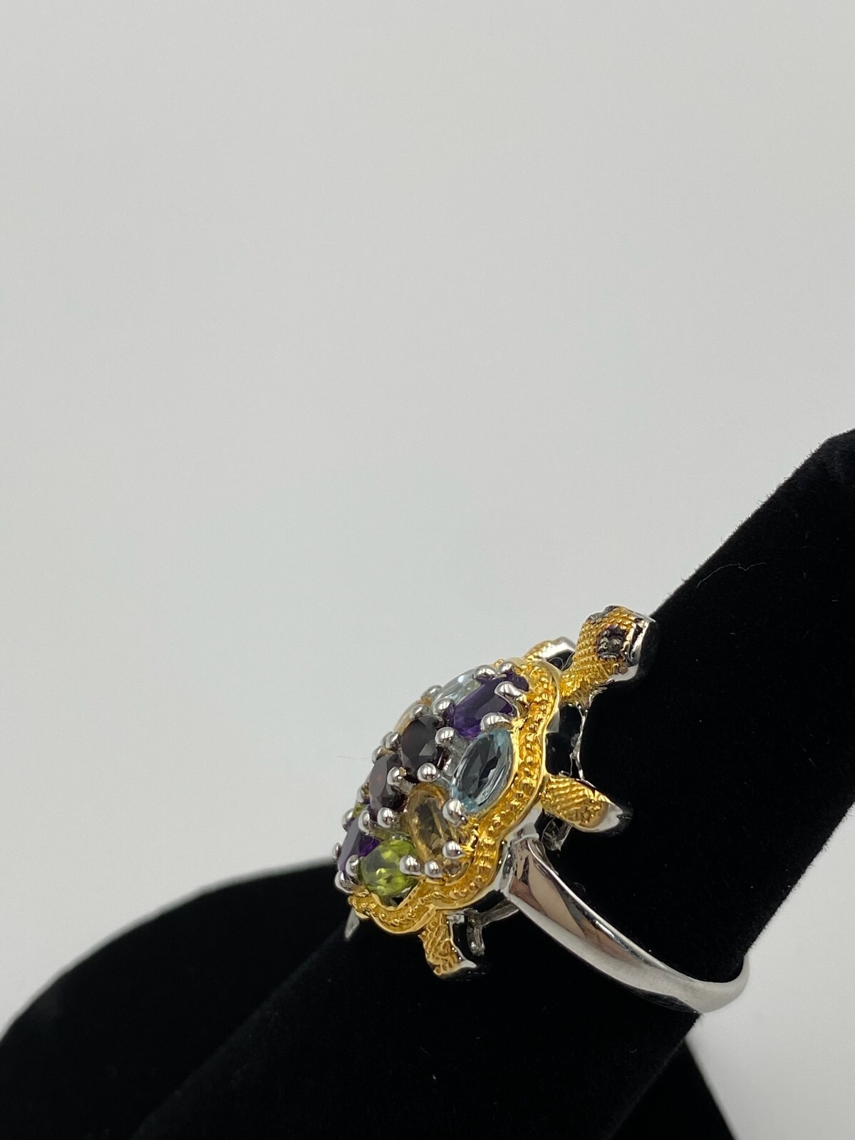 Ring Multi-Gemstone Turtle  – 14K Yellow Gold Ove… - image 10