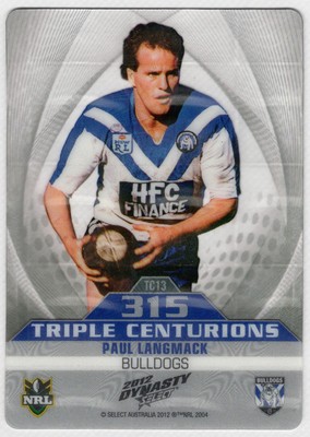 2012 NRL DYNASTY [TRIPLE CENTURIONS MIRROR CARD] TC13 Paul LANGMACK (CANTERBURY)