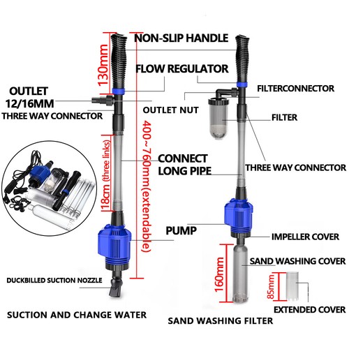 Fish Tank Cleaner Pump Syphon Change Pump Water Filter Aquarium Vacuum Gravel AU - Picture 9 of 16