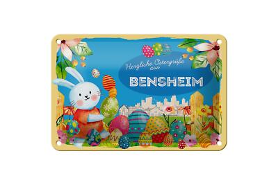 Blechschild Ostern Ostergrüße 18x12 cm BENSHEIM Geschenk Deko