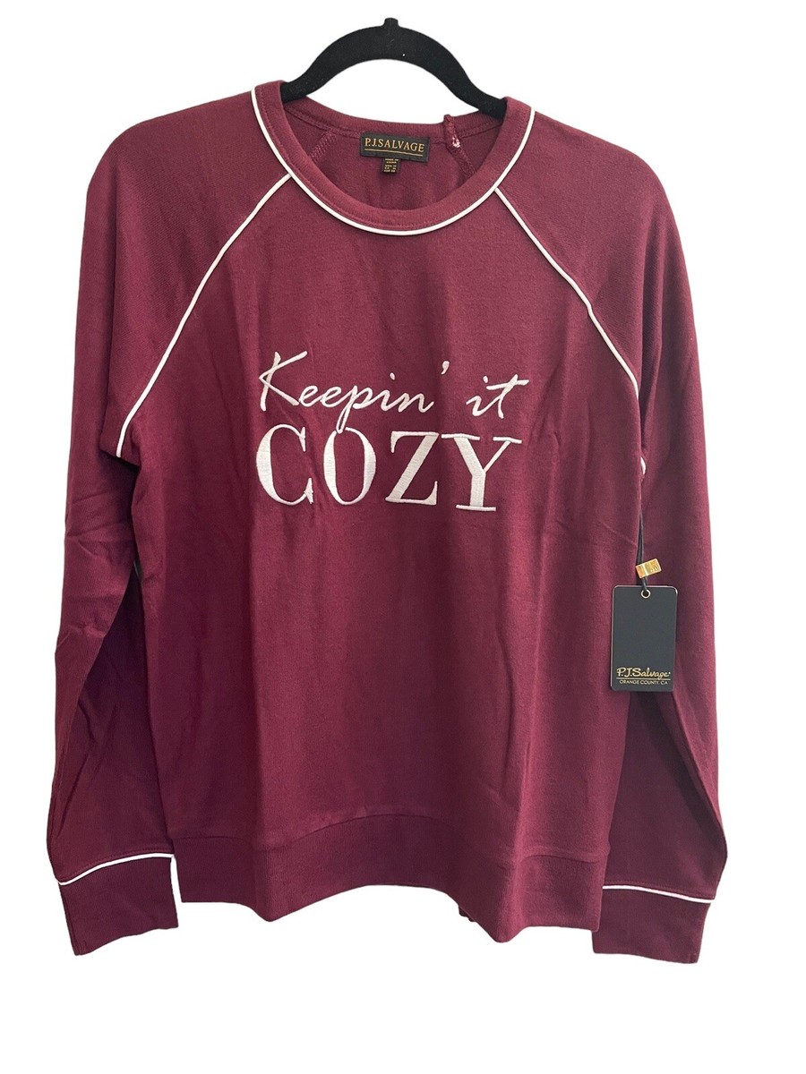 NWT PJ Salvage Small Lounge Top Port Maroon Ski Club Keepin' it
