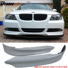 Fits 05-08 BMW E90 3-Series OE Style Front Bumper Splitters Painted #300 White