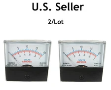 2-1/2” Inch Panel Meter: 0-20V & 0-1A Scales: 1mA Movement: 2/Lot: Nice Meter