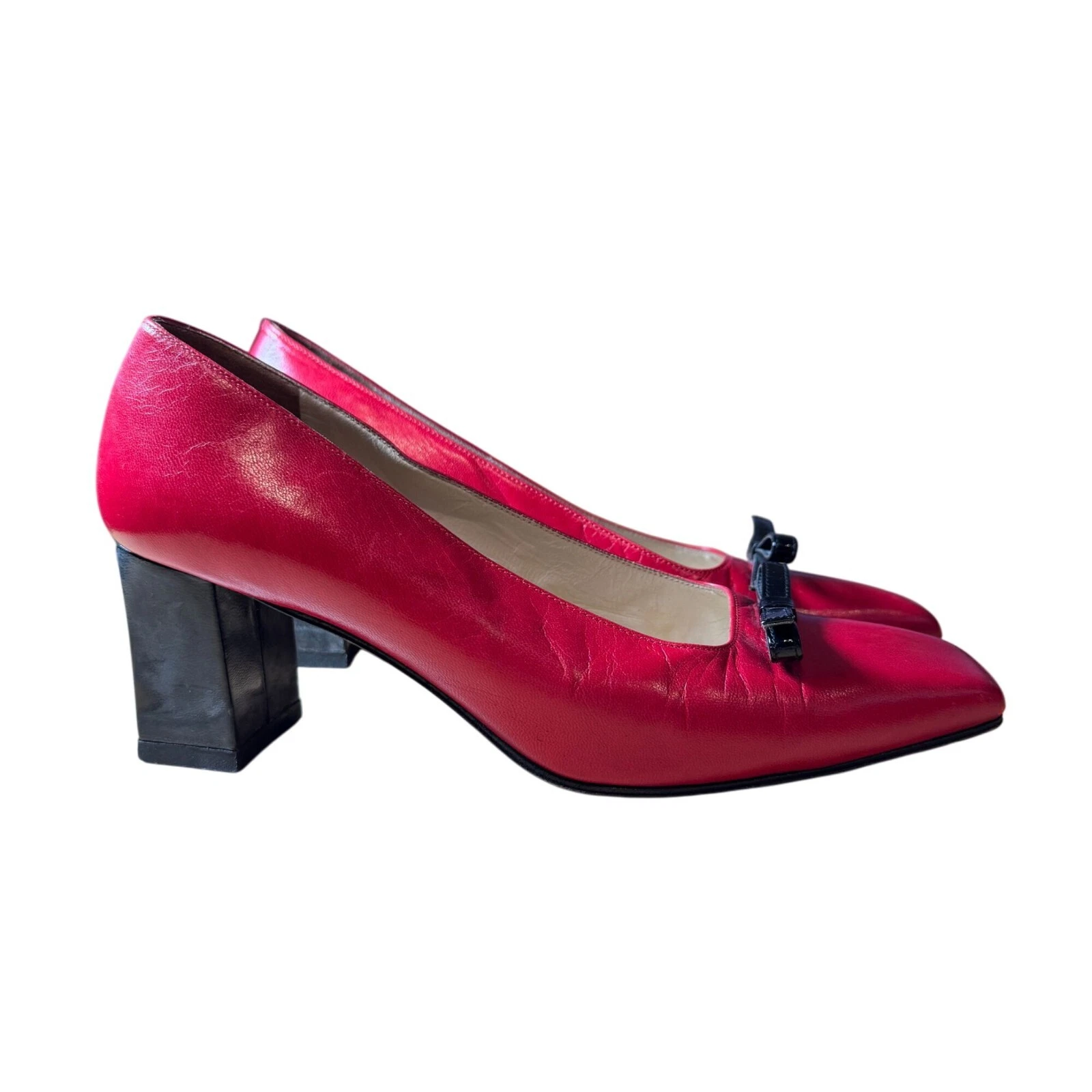 Escarpins vintage Christian Dior à talon bloc femme taille EU 37,5 en rouge