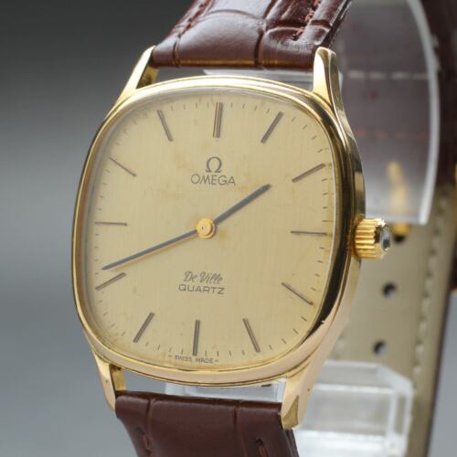 New Batt ◆Exc+5◆ Vintage OMEGA DeVille Quartz Men's Gold 31mm Watch From JAPAN