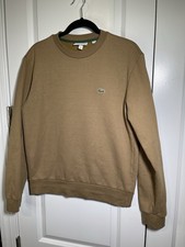 Lacoste Classic Fit Crew Neck Pullover Sweatshirt Tan Size Medium FR4