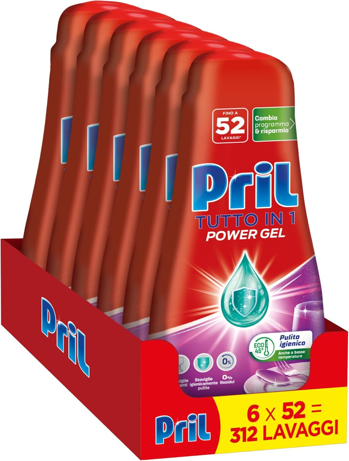 Pril Gel All in One Igiene con Bicarbonato - Detersivo Lavastoviglie