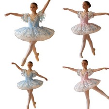 Girls Dance Dress Tassel Ballet Costume Luxury Handcrafted Tutu Dress 3D Flower