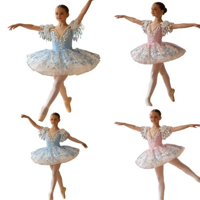 Mädchen Tanzkleid Schimmernde Glitzerdetails Ballettkostüm Ballet Tutu-Kleid - Bild 1 von 3
