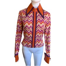 Diane Olsen Western Show Shirt Womens 7/8 Rhinestone Chevron Showmanship Rodeo