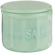 Salt Cellar with Lid, 3.75" x 3.75" x 3.125", Green