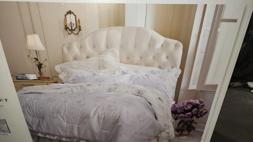 JUEGO DE EDREDÓN Y FARSA RACHEL ASHWELL SIMPLEMENTE SHABBY CHIC Lila con Volantes Completo/Reina Foto 4 de 4