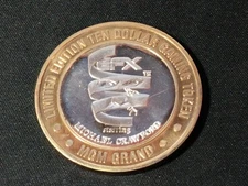 MGM GRAND Las Vegas Limited $10 .999 Silver Gaming Token EFX Michael Crawford