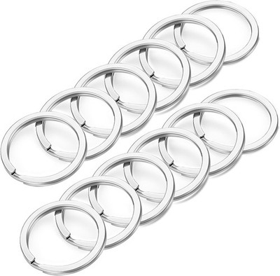 12 pcs Stainless Steel Split Key Rings, 1.1 Inch Flat Keychain Rings for Keys, T