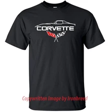 1977-82 Chevy C3 CORVETTE T-Shirt Classic Muscle Car Emblem Side Body Silhouette