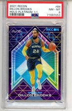 2021-22 Panini Recon Dillon Brooks Holo Platinum TRUE 1/1 PSA 8 NM-MT