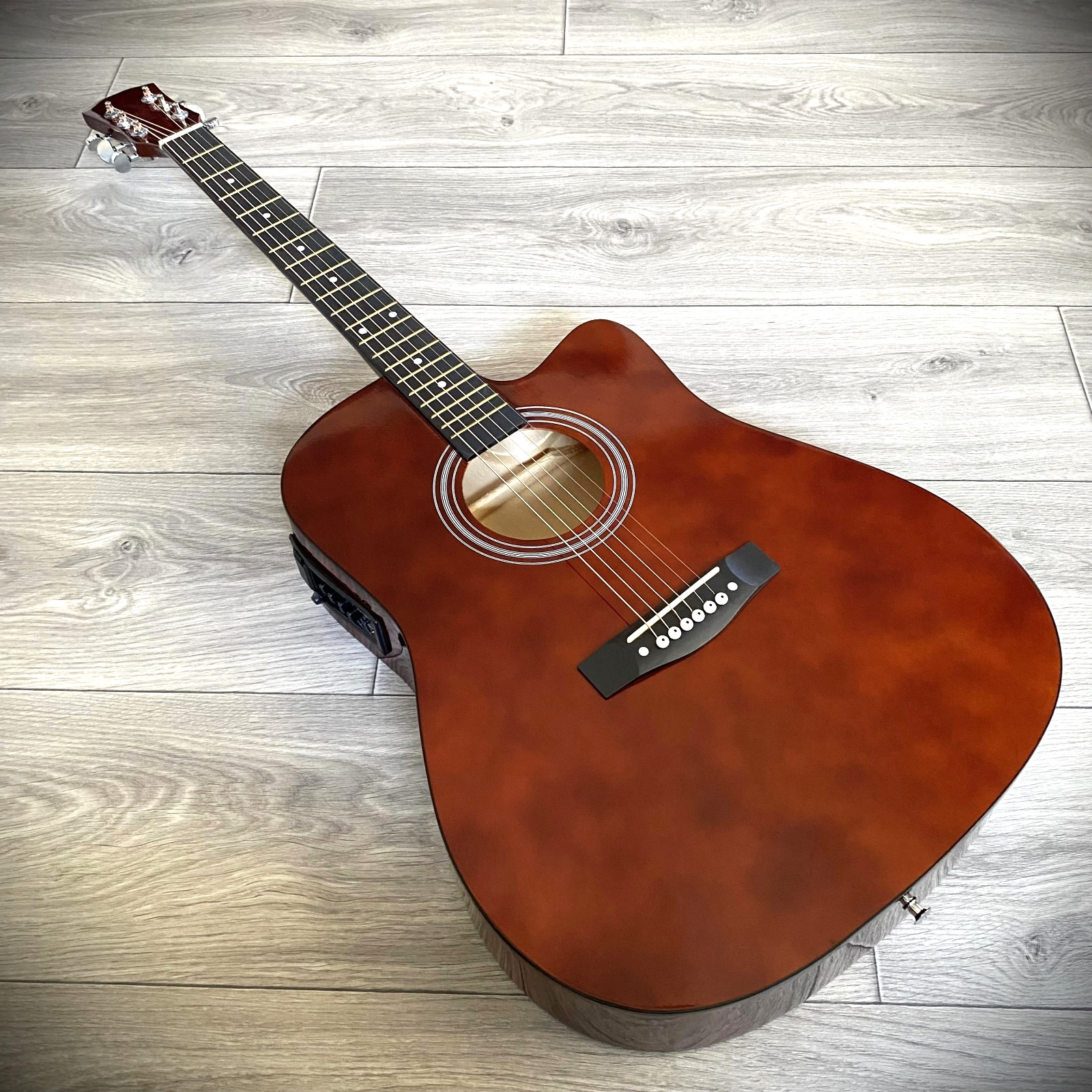 Full-Size 41 Pollici Chitarra Elettrica Acustica e 15 Watt Amplificatore Starter Pack, Marrone foto 4