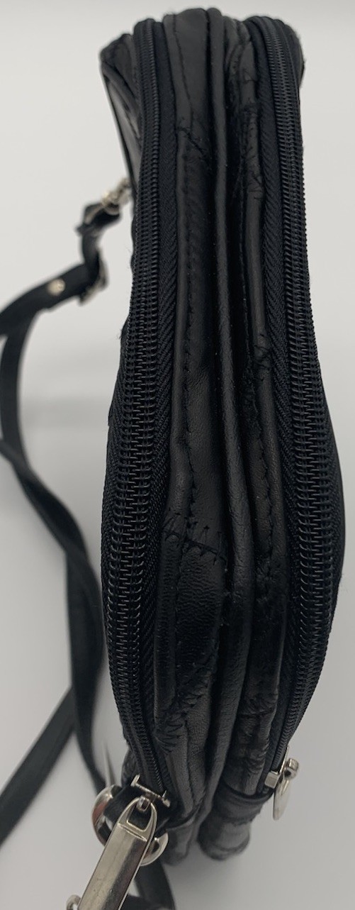 Vintage Patch Leather Medium Black Crossbody Line… - image 3