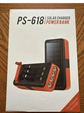 PS-618 Fast Solar Charger Power Bank 2 Outputs Waterproof 4 LEDs Flashlight