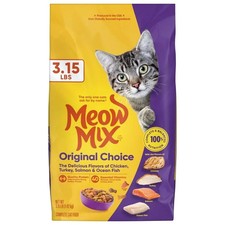 Meow Mix Original Choice Dry Cat Food 3.15 lb Bag Complete Cat Nutrition Daily s
