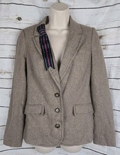 Anthropologie Cartonnier Frontrunner Equestrian Tweed Blazer 4 Lapel Ribbon