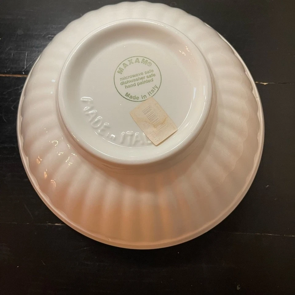 "Cuenco mezclador Madam pintado a mano hecho en Italia margarita floral amarillo azul 12"" de colección" Foto 3 de 4